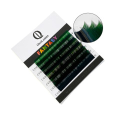 Ресницы OkoLashes Ombre mini Mix 7-12 mm Черно-зеленые, изгиб М, толщина 0.07